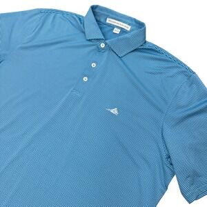 Holderness & Bourne Golf Polo Mens XL Blue Striped Tailored Fit Short Sleeve